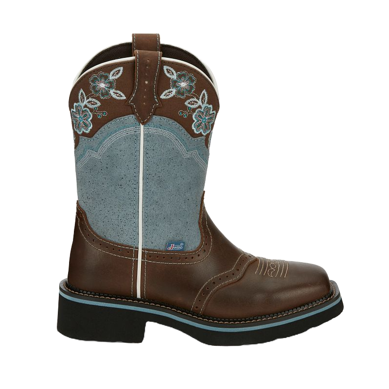 Justin Ladies Starlina Denim Blue Wide Square Western Boots GY9950