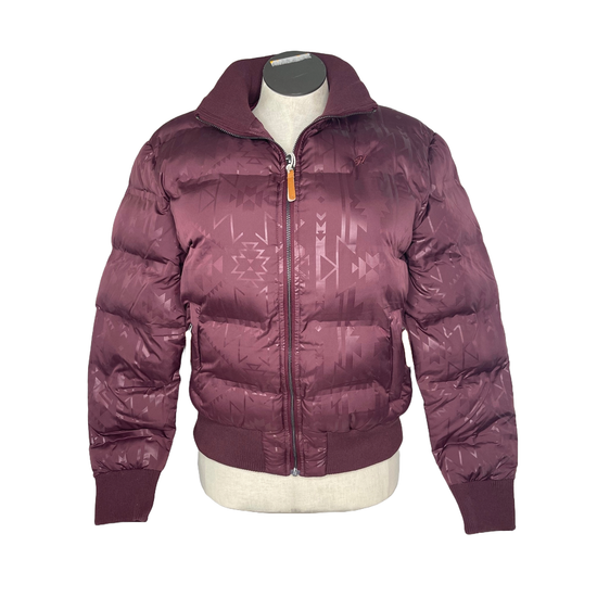 Hooey Ladies Maroon Aztec Print Zip Puffer Jacket HJ139MAAZ