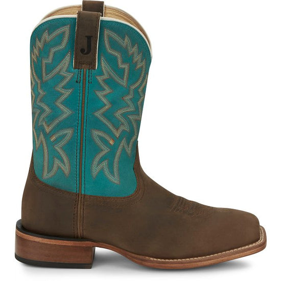 Justin Ladies Miss Ellie Brown Leather & Teal Western Boot FN4202