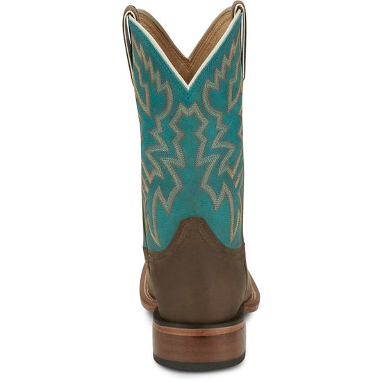 Justin Ladies Miss Ellie Brown Leather & Teal Western Boot FN4202