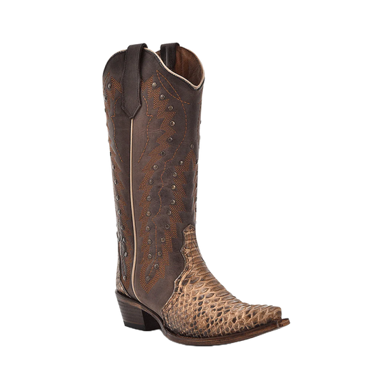 Circle G Ladies Python & Studs Chocolate Brown Western Boots L6045