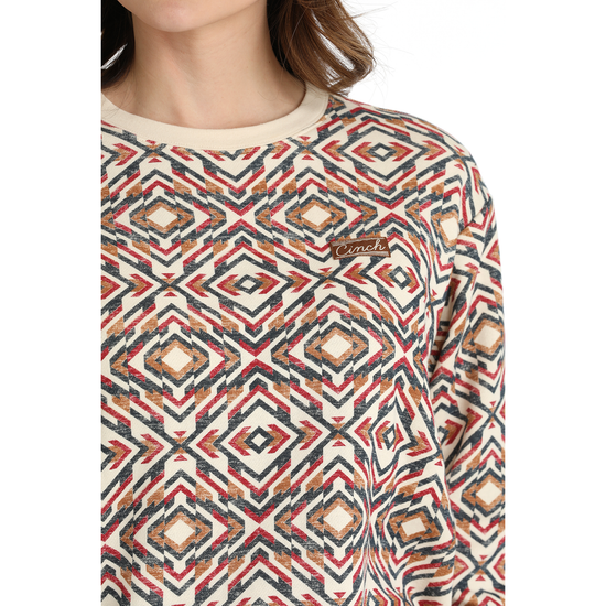 Cinch Ladies Multicolor Geometric Print Pullover MAK7905003