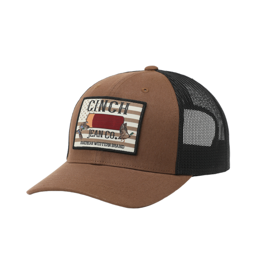 Cinch Men's Flexfit Logo Patch Brown Snapback Trucker Cap MCC0660638