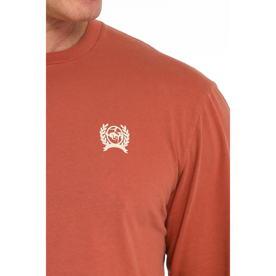 Cinch Men's Logo Solid Orange Long Sleeve T-Shirt MTK1721017