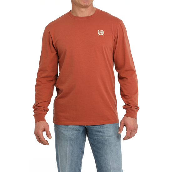 Cinch Men's Logo Solid Orange Long Sleeve T-Shirt MTK1721017