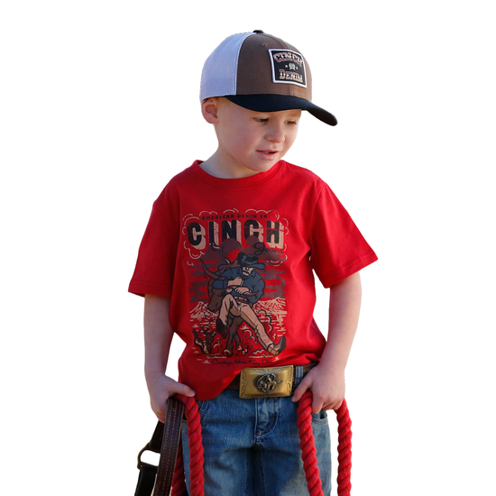 Cruel Baby Boy's Bull Dogging Graphic Red Western Shirt MTK7672059