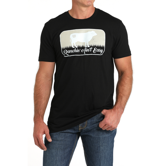 Cinch Men's "Ranchin' Aint Easy" Black Graphic T-Shirt MTT1690633