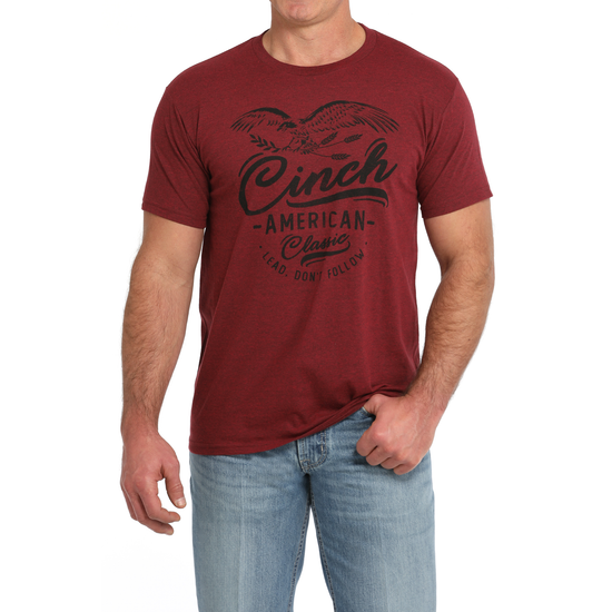 Cinch Men's Logo American Classic Heather Red T-Shirt MTT1690649