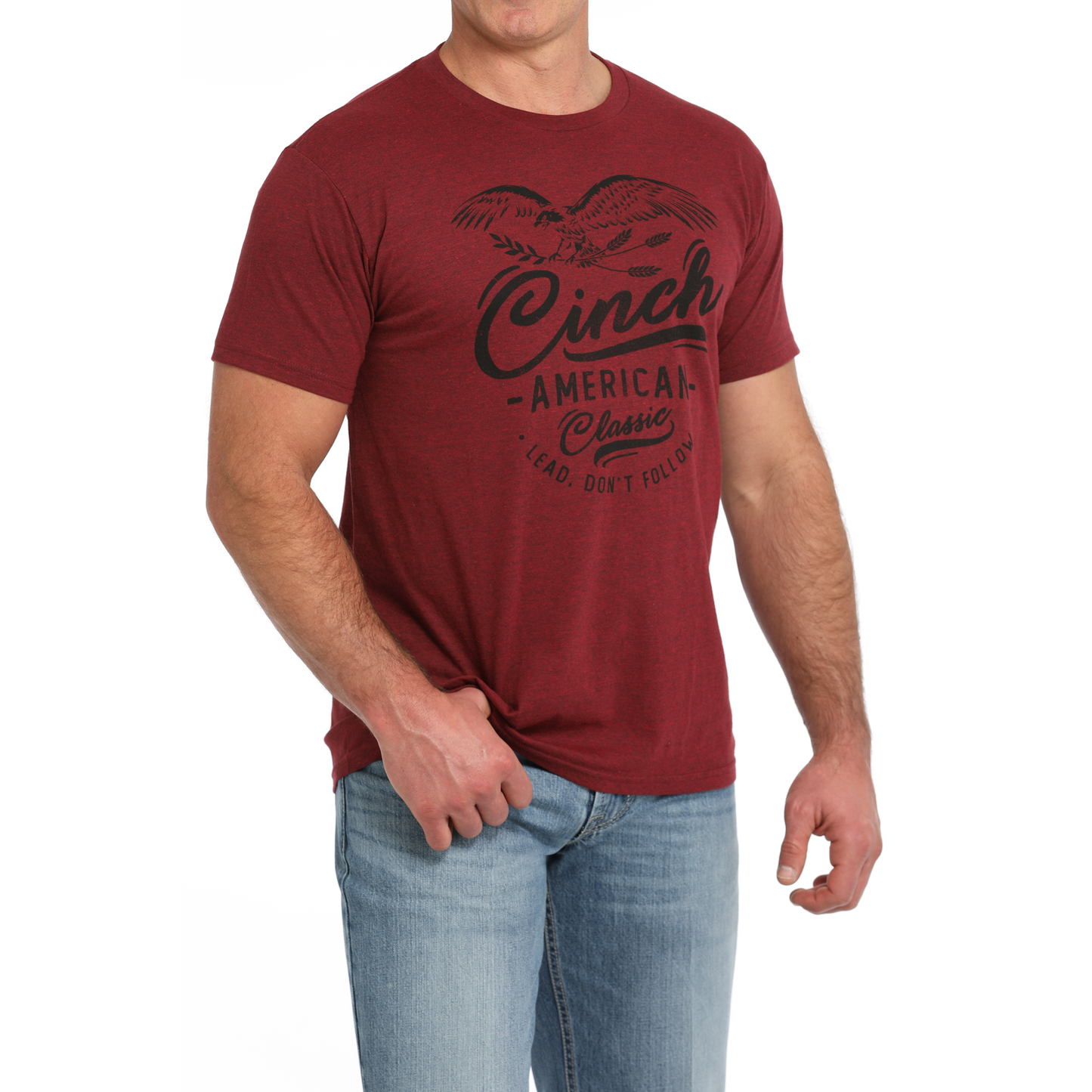 Cinch Men's Logo American Classic Heather Red T-Shirt MTT1690649