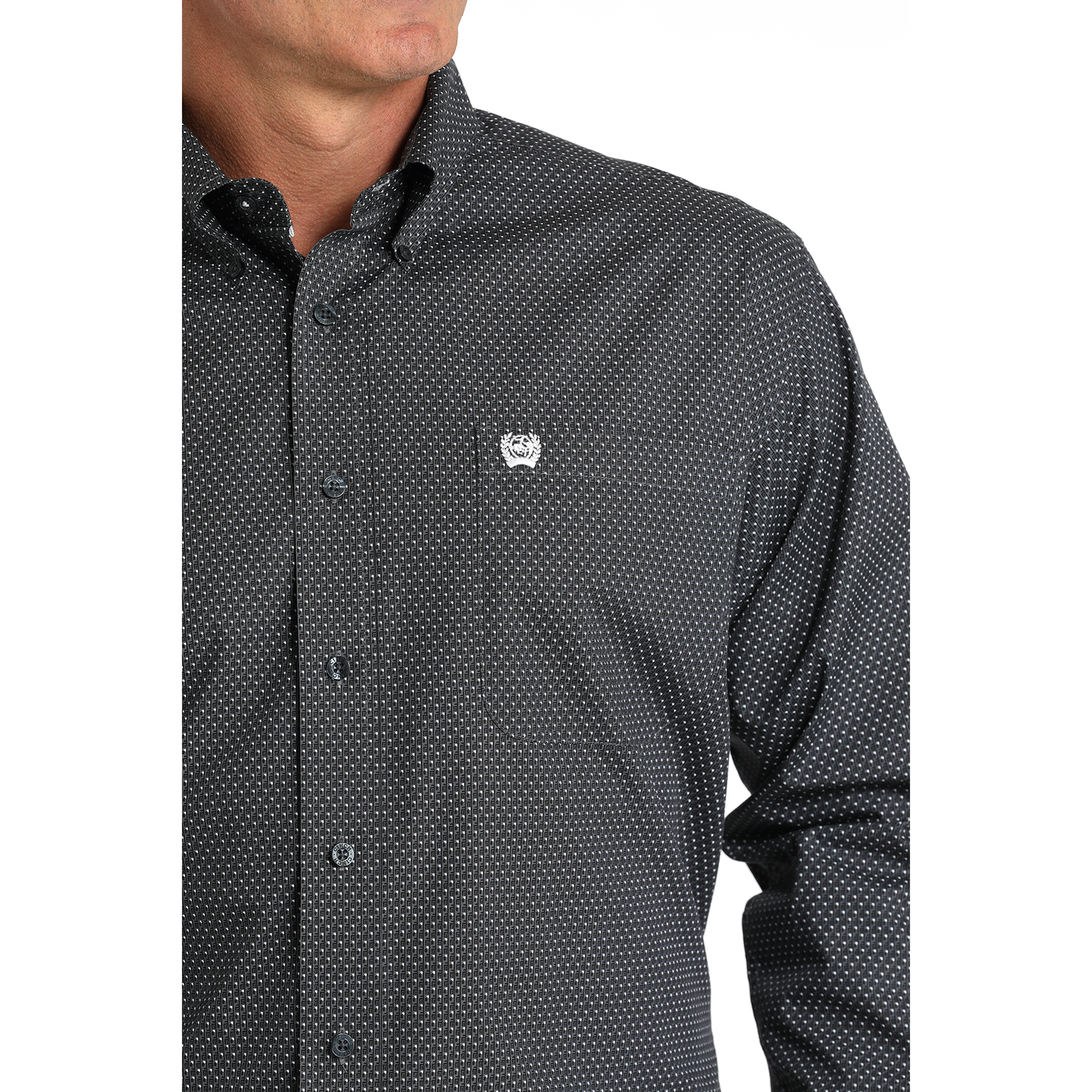 Cinch Men's Dark Blue Micro Dot Print Button Down Shirt MTW1105787