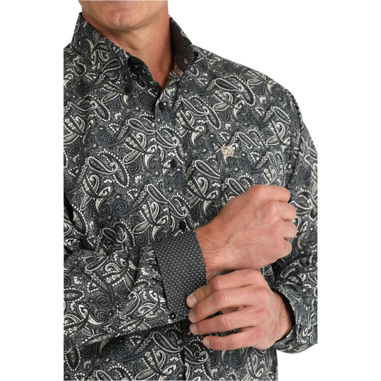 Cinch Men's Black Paisley Print Long Sleeve Shirt MTW1105791