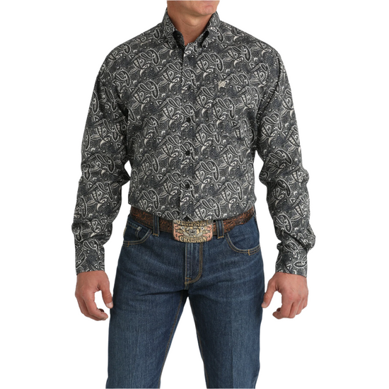 Cinch Men's Black Paisley Print Long Sleeve Shirt MTW1105791