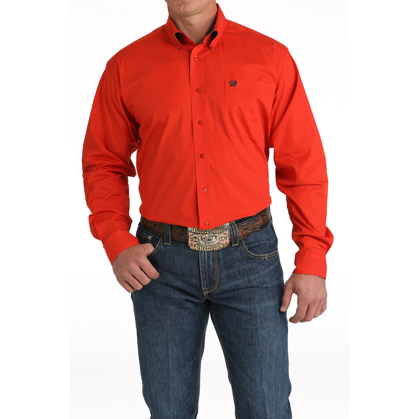 Cinch Men's Solid Red Button Down Shirt MTW1105805