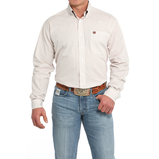 Cinch Men's Plaid White Button Down Western Shirt MTW1105834