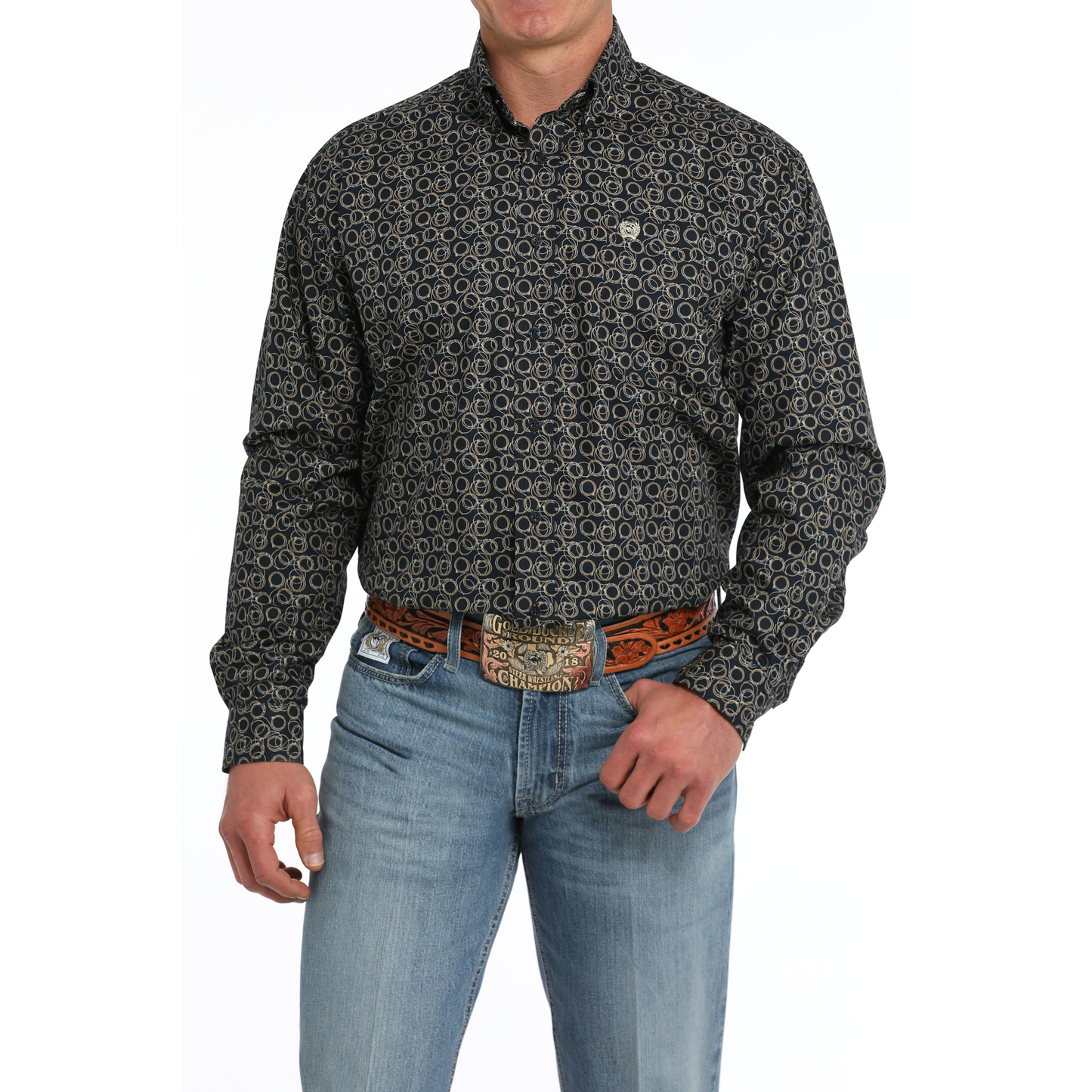 Cinch Men's Navy Lasso Print Button Down Shirt MTW1105854