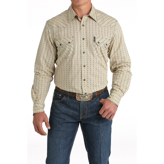 Cinch Men's Long Sleeve Button Down Cream Shirt MTW1301077