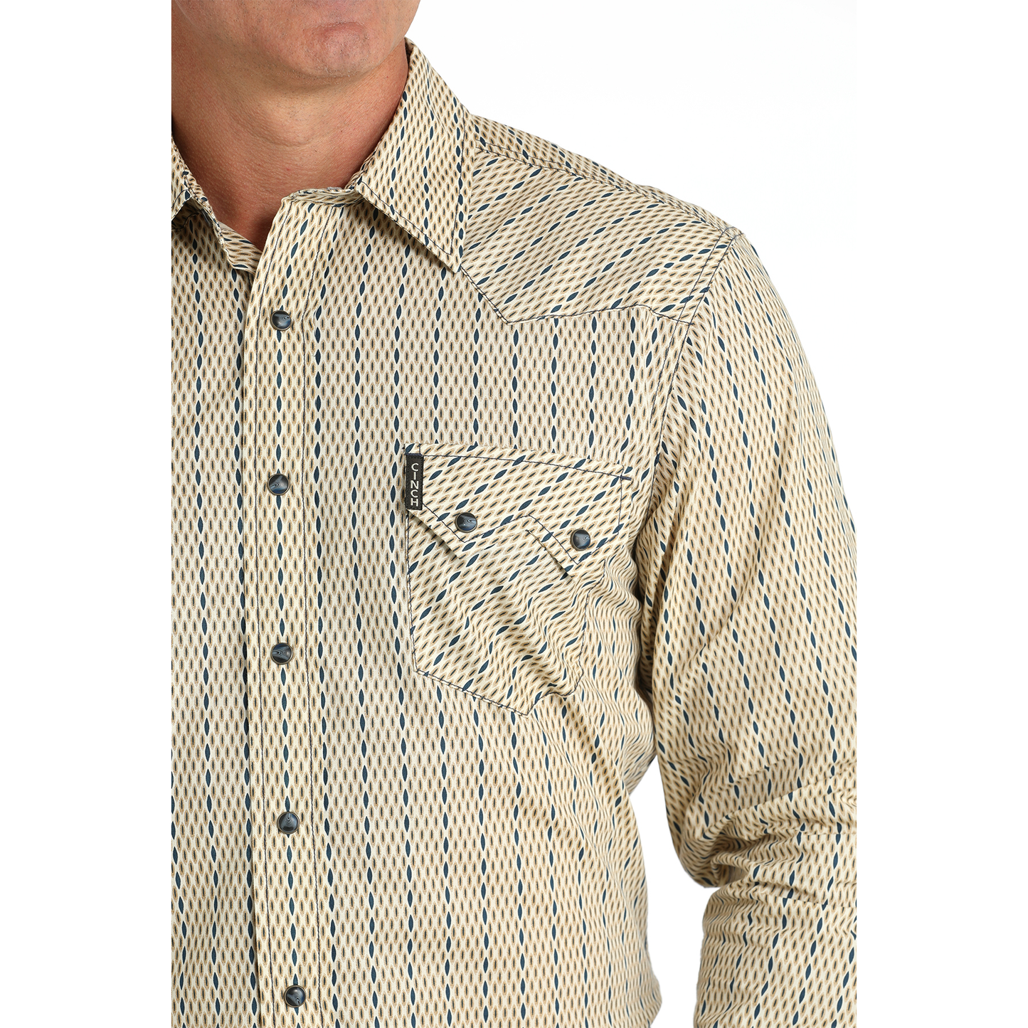 Cinch Men's Long Sleeve Button Down Cream Shirt MTW1301077