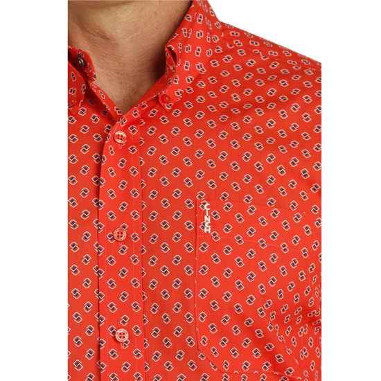 Cinch Men's Red Western Print Button Down Shirt MTW1347103