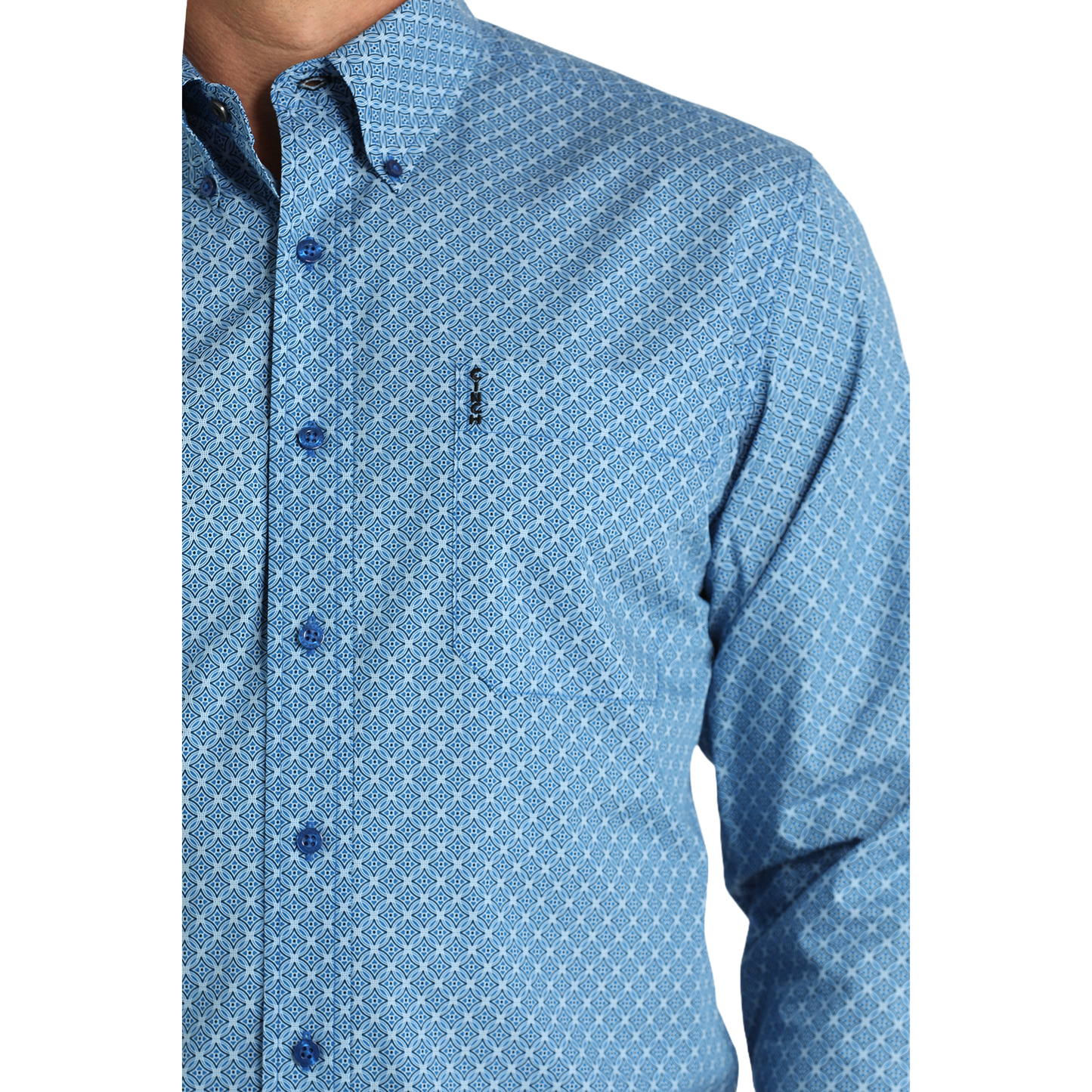 Cinch Men's Modern Print Royal Blue Button Down Shirt MTW1347109