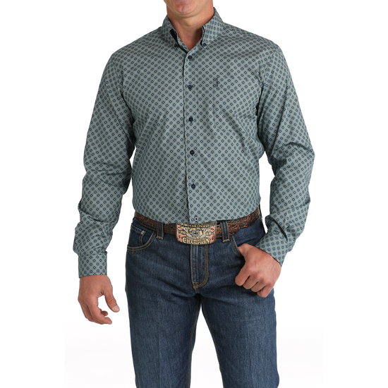 Cinch Men's Geometric Print Modern Fit Button Down Shirt MTW1347112