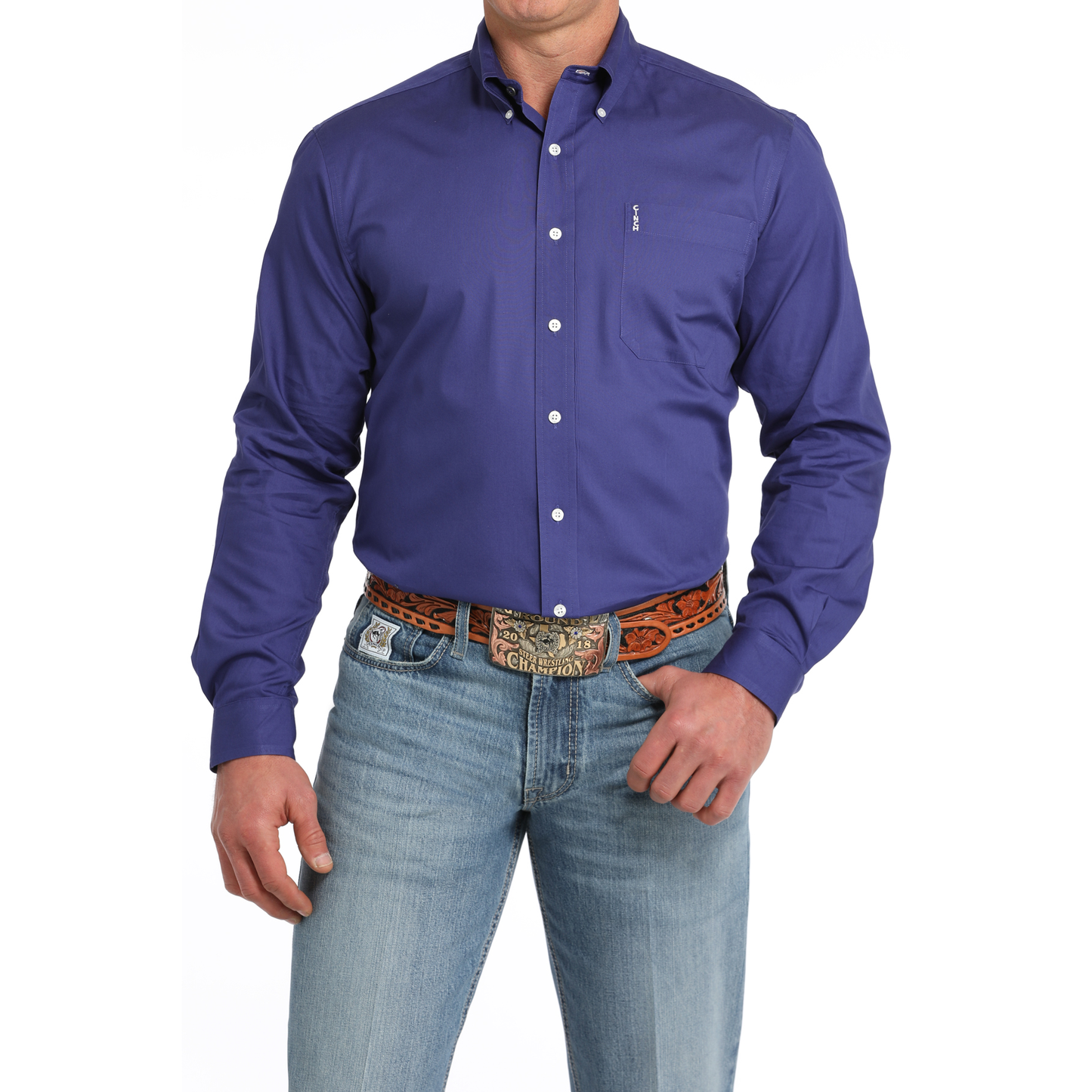 Cinch Men's Solid Purple Button Down Shirt MTW1347121