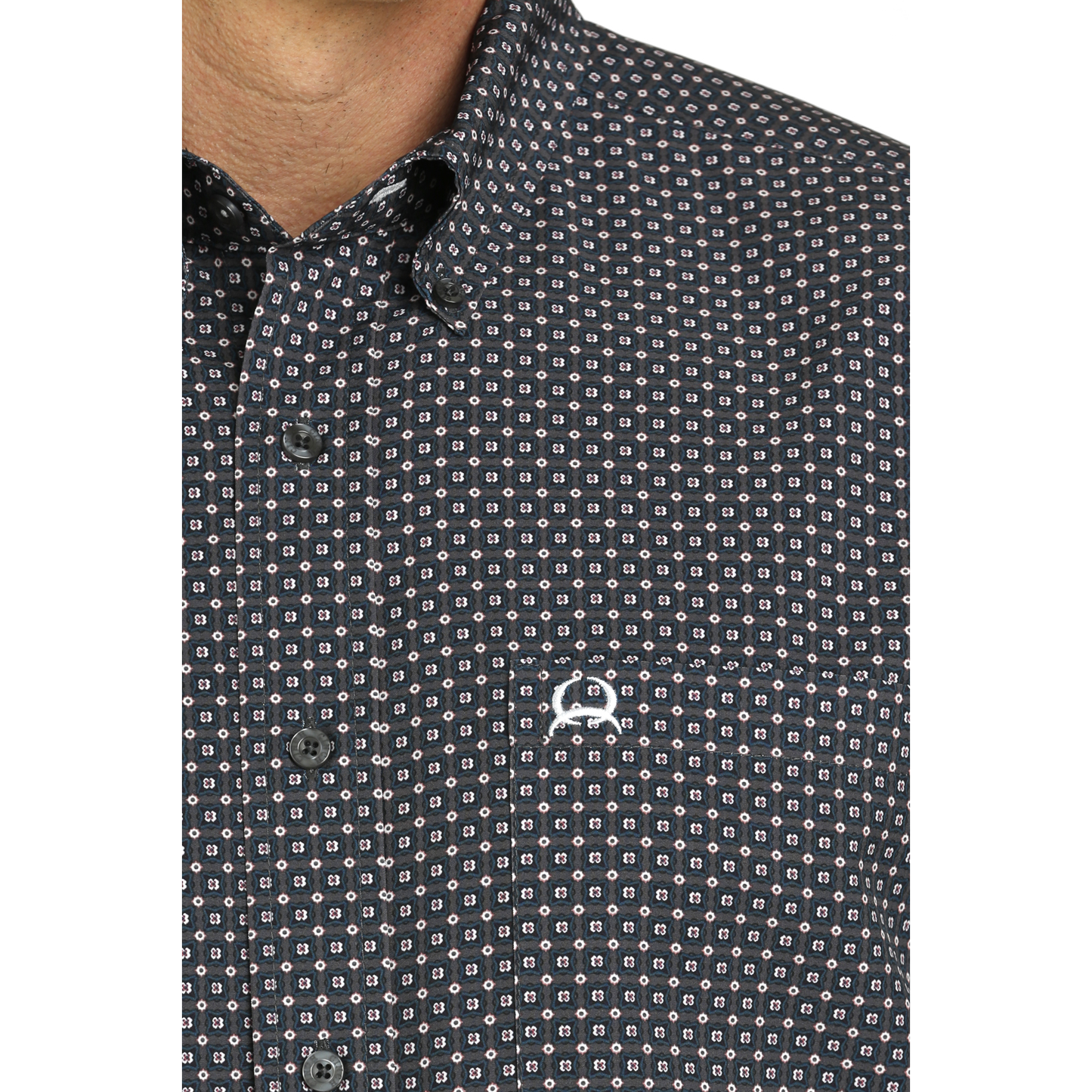Cinch Men's Charcoal Checkered Print Arenaflex Button Shirt MTW1704140