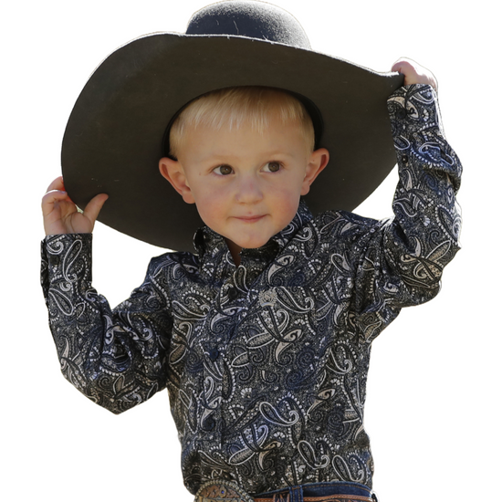 Cinch Toddler Boy's Long Sleeve Print Black Shirt MTW7061350