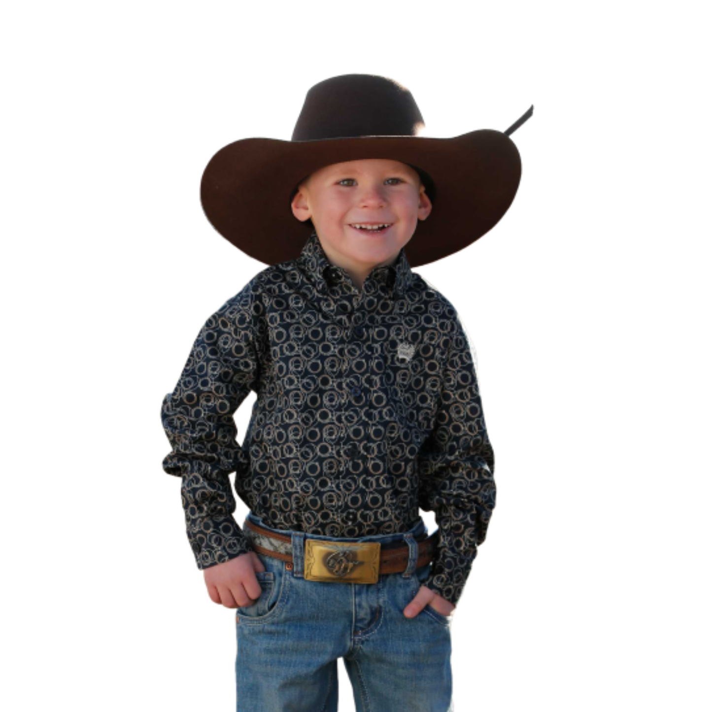 Cinch Toddler Boy's Circle Print Navy Button Down Shirt MTW7061363