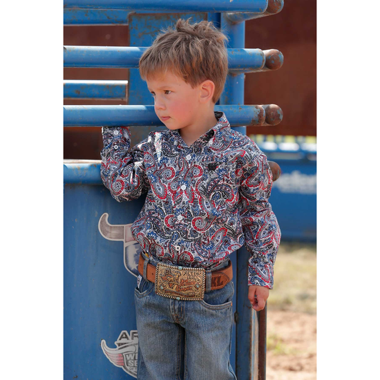 Cinch Toddler Boy's Multicolor Paisley Print Button Shirt MTW7061346