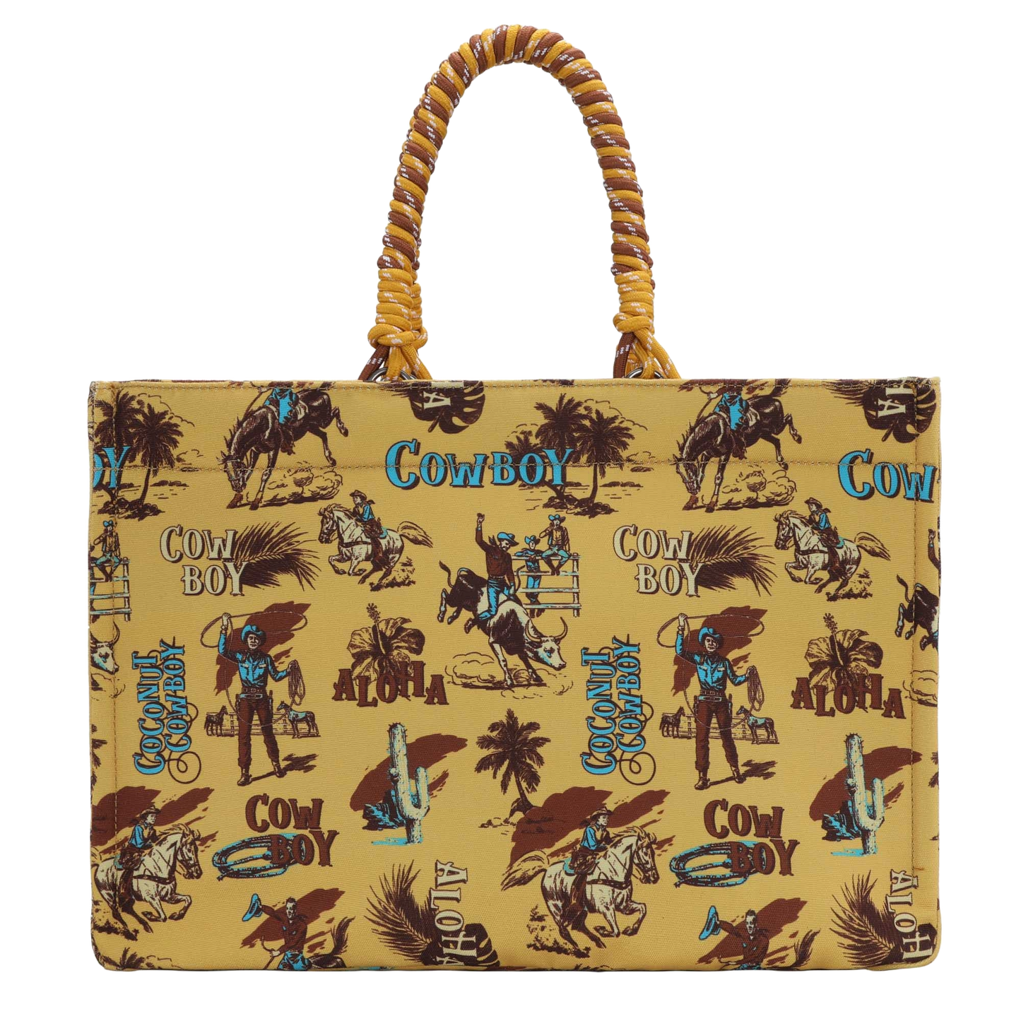 Wrangler Ladies Cowboy Print Canvas Yellow Tote Bag WG284-8119DYL