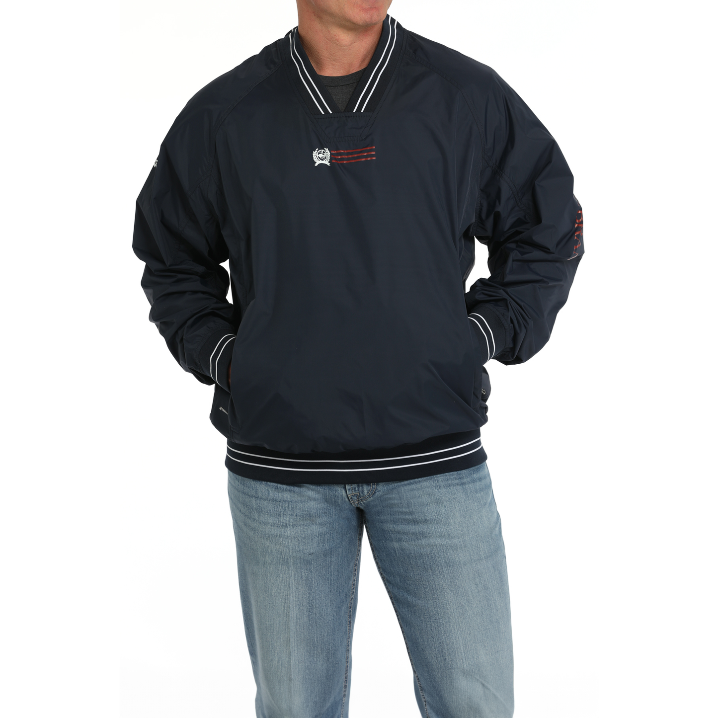 Cinch Men's Throwback Raglan Wind Pullover Navy Shirt MWJ1919002