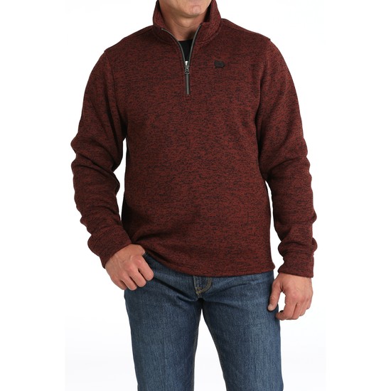 Cinch Men's Burgundy Heather Quarter Zip Pullover Sweatshirt MWK1080015