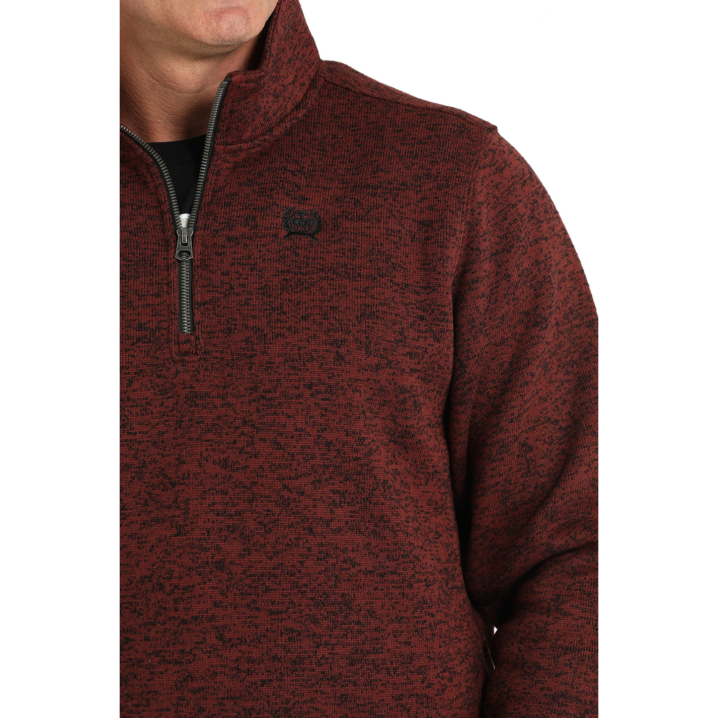 Cinch Men's Burgundy Heather Quarter Zip Pullover Sweatshirt MWK1080015