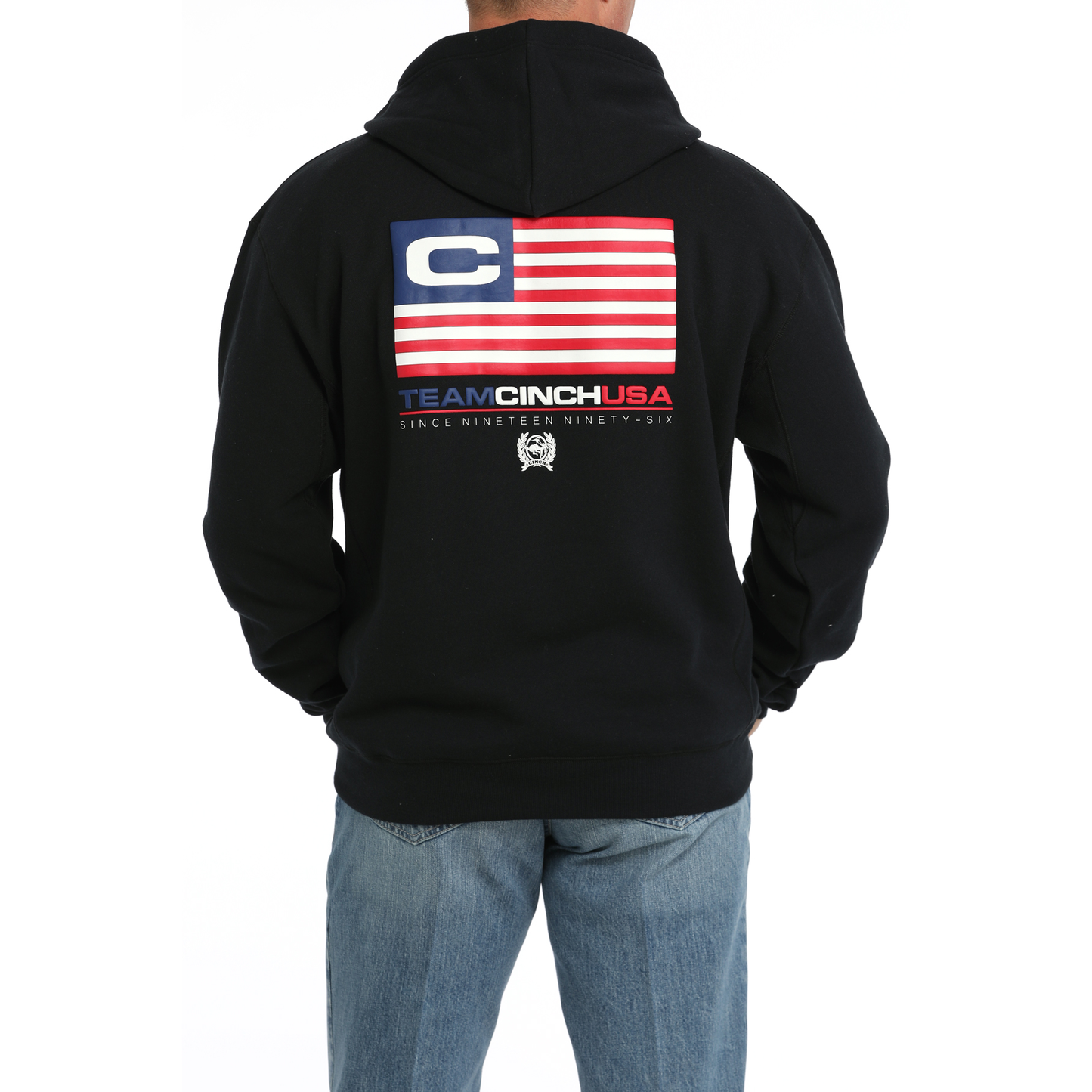 Cinch Men's Throwback Varsity 3D Logo Black Pullover Hoodie MWK1185023