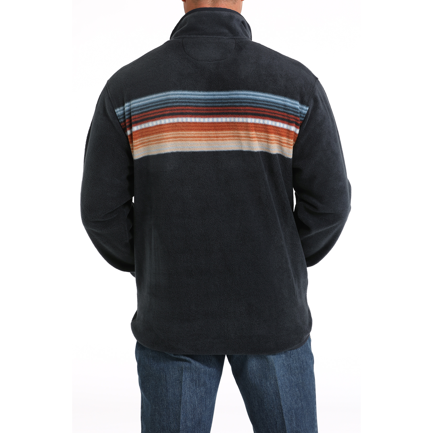 Cinch Men's Navy Striped Polar Fleece Pullover Sweatshirt MWK1912002