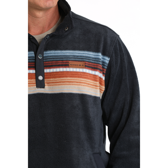 Cinch Men's Navy Striped Polar Fleece Pullover Sweatshirt MWK1912002