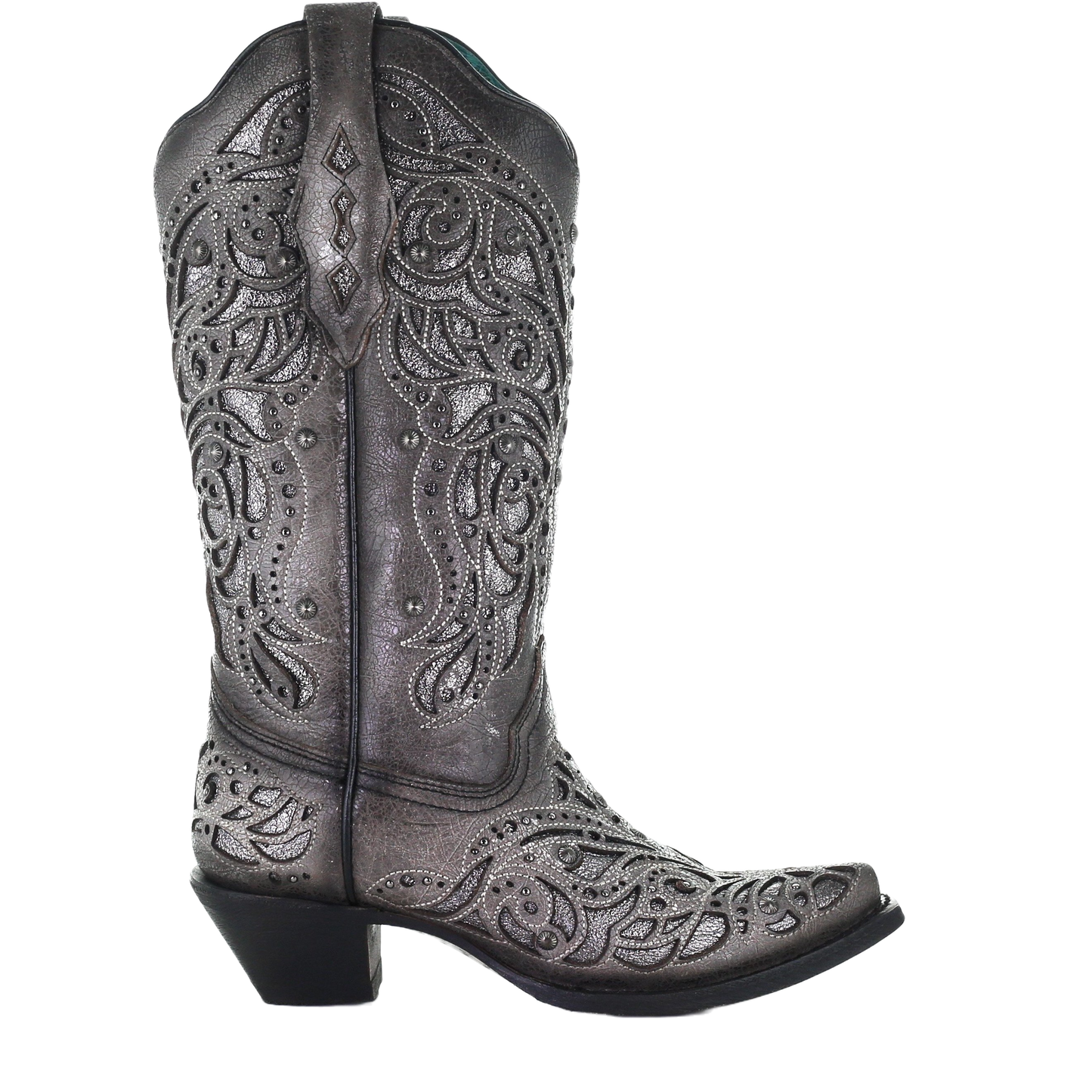 Corral Ladies Grey With Silver Inlay & Studs Embroidered Boots A3939 ...