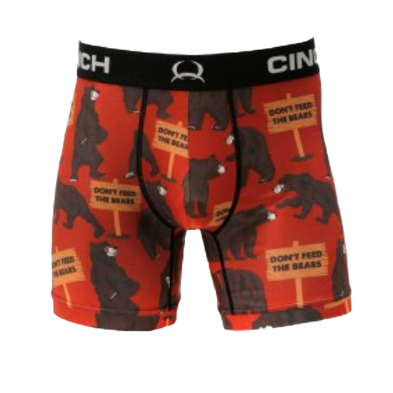 Cinch® Men's 6" Bears Red Boxer Briefs MXY6002028