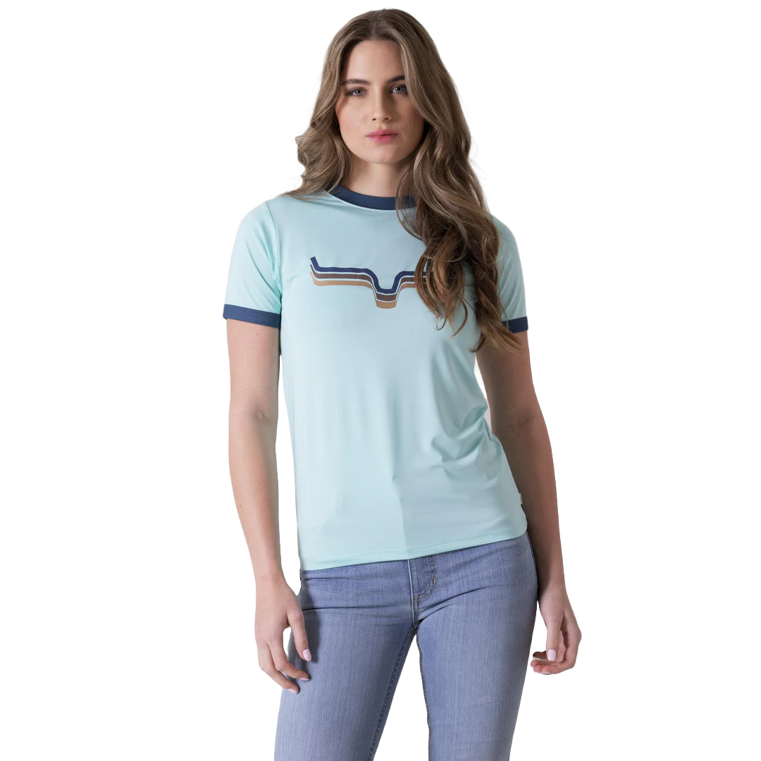 Kimes Ranch Ladies Rhythm Ringer Light Blue T-Shirt RING-LB