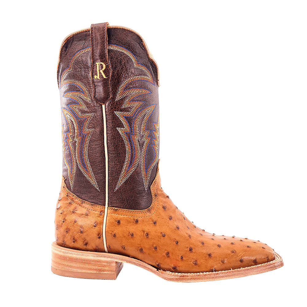 R. Watson Men's Antique Saddle Bruciato Full Quill Ostrich Boots RW4506-2