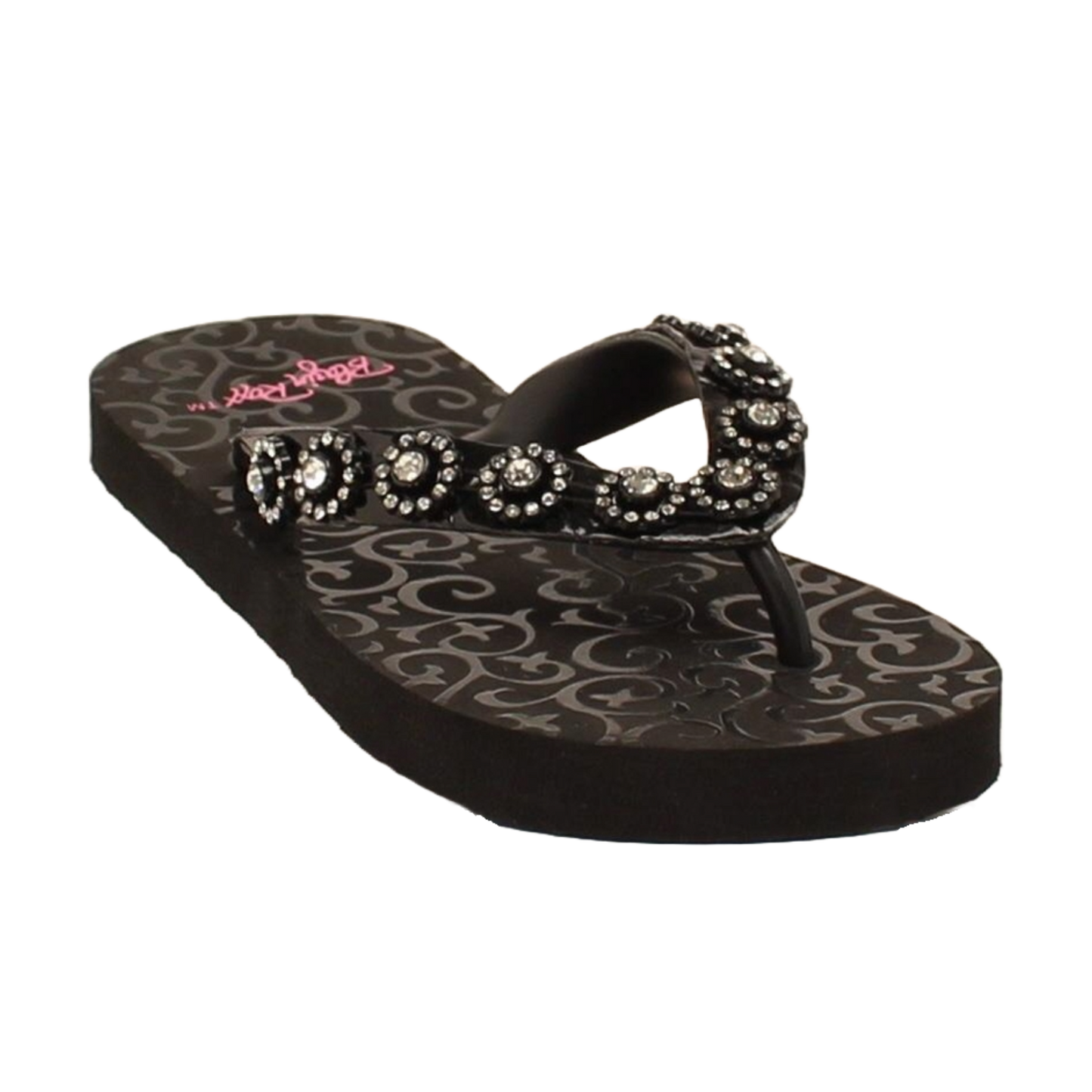 Blazin Rox Ladies Black Studded Diamond Flip Flop Sandals 4119001-5