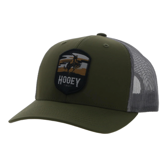 Hooey Yoouth Cheyenne 6-Panel Olive & Grey Trucker Hat 2344T-OLGY-Y