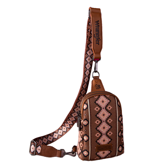 Wrangler Ladies Aztec Dark Brown Sling Crossbody Bag WG2205-210DBR