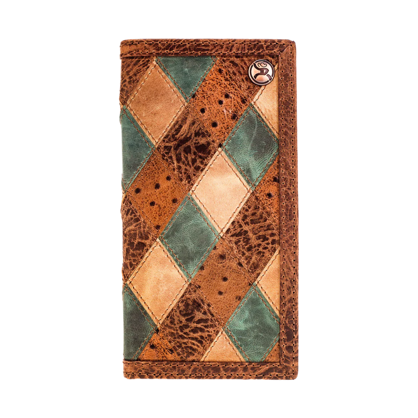 Hooey Ouray Ostrich  Brown & Turquoise Rodeo Wallet RW009-BRTQ