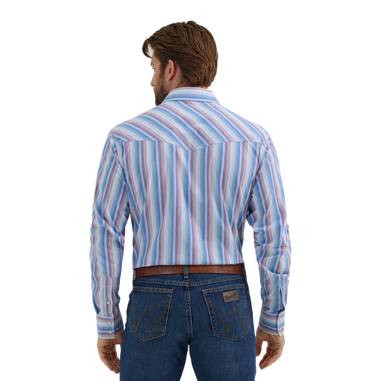 Wrangler Men's 20X® Comfort Striped Purple & Blue Button Down Shirt 112352265