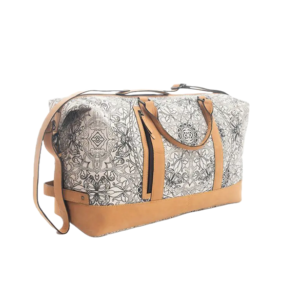 Myra Bag Ladies Paledonia Medallion Cream & Black Duffle Bag S-9795