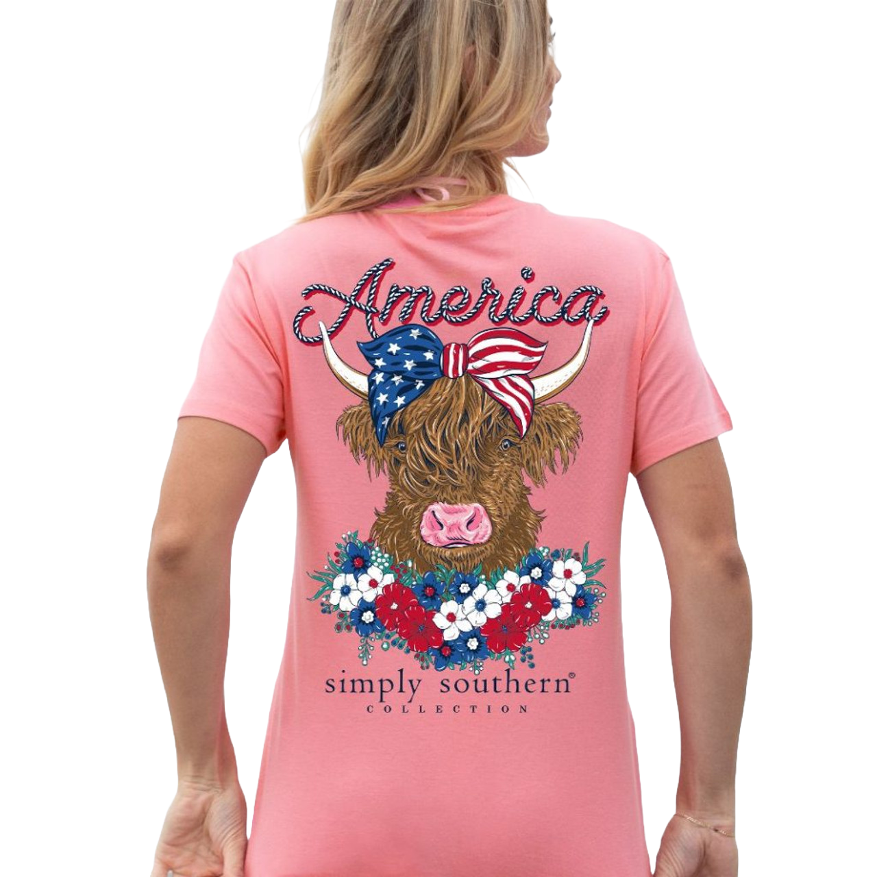 Simply Southern American Cow T-Shirt SS-AMERICANCOW-CONCH