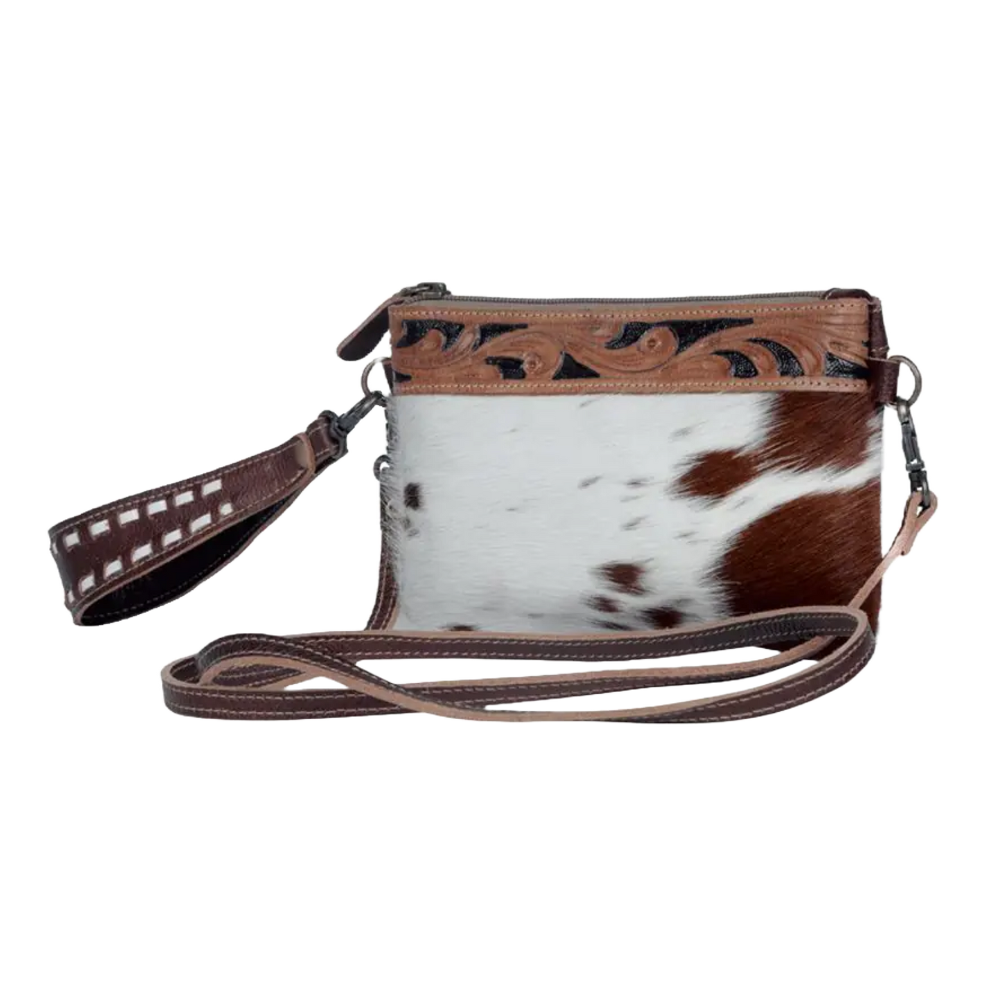 Myra Bag Ladies Streaks Delight Hairon Brown Crossbody Belt Bag S-3305