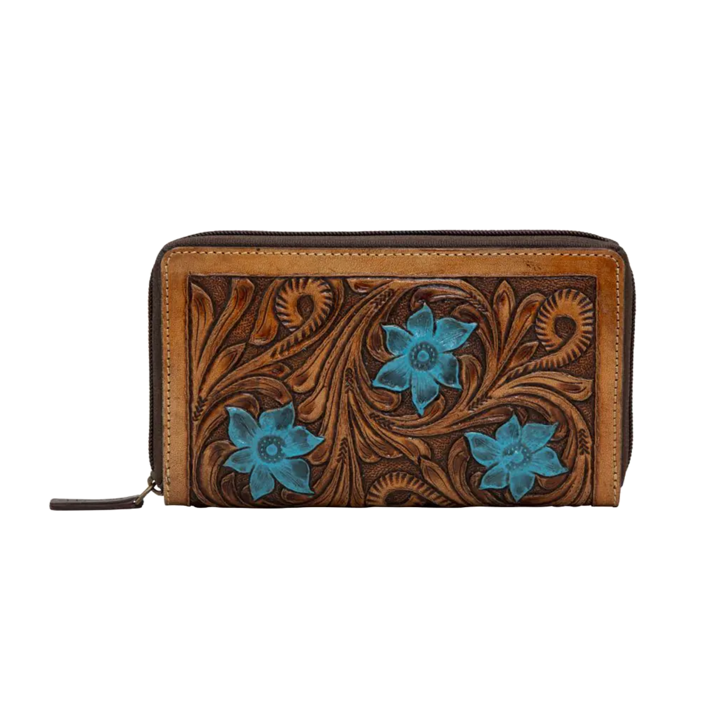 Myra Bag Ladies Blue Buds Western Leather Wallet S-5787