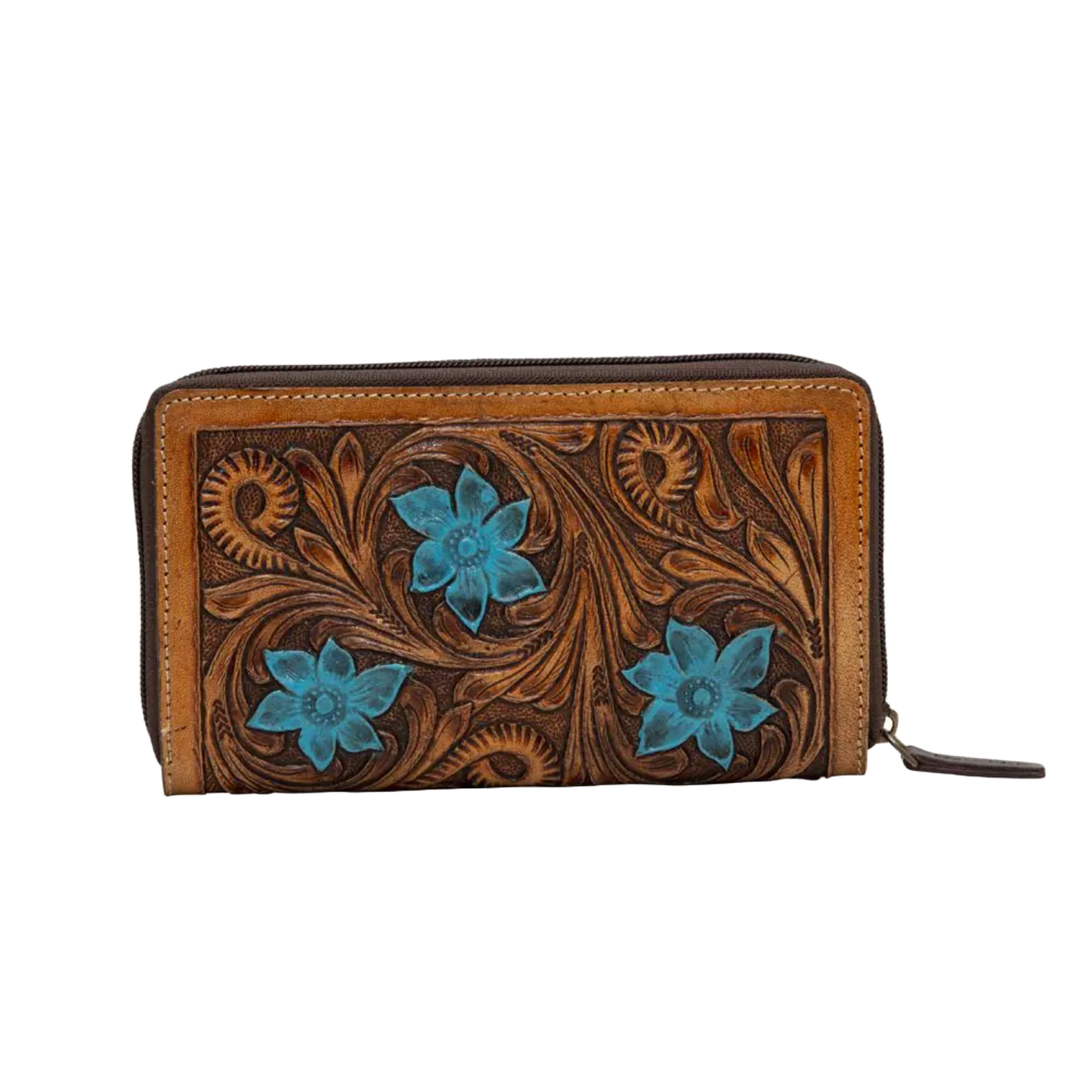 Myra Bag Ladies Blue Buds Western Leather Wallet S-5787